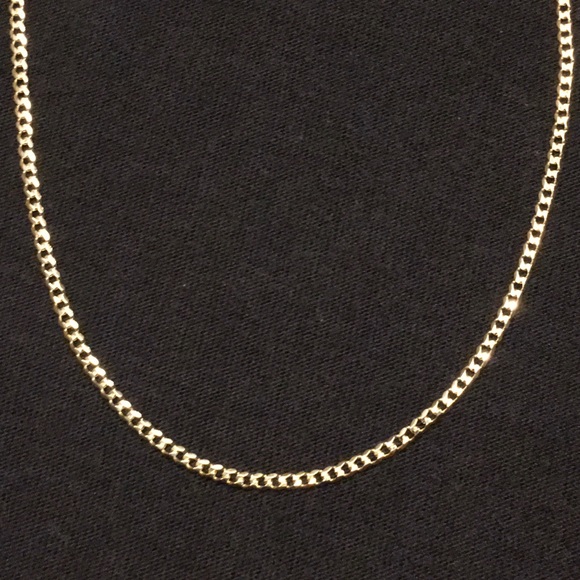 Gold Chain Vermeil Cuban Link 16in 2mm .925 Italy - Picture 2 of 4